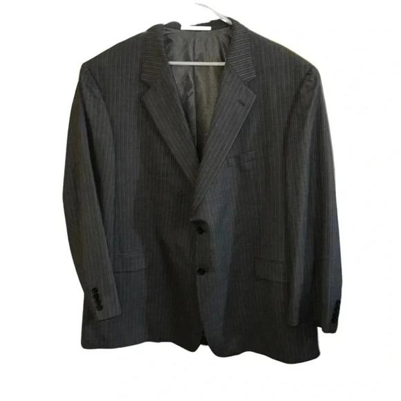 Burberry Gray Pinstripe Suit Jacket Size 54R - Picture 2 of 10